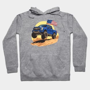 F150 car truck offroad jump on desert blue Hoodie